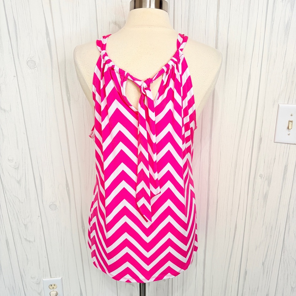 ❌❌CYNTHIA ROWLEY Oversized Chevron Print Tie-Back Tank, Large - Picture 5 of 10